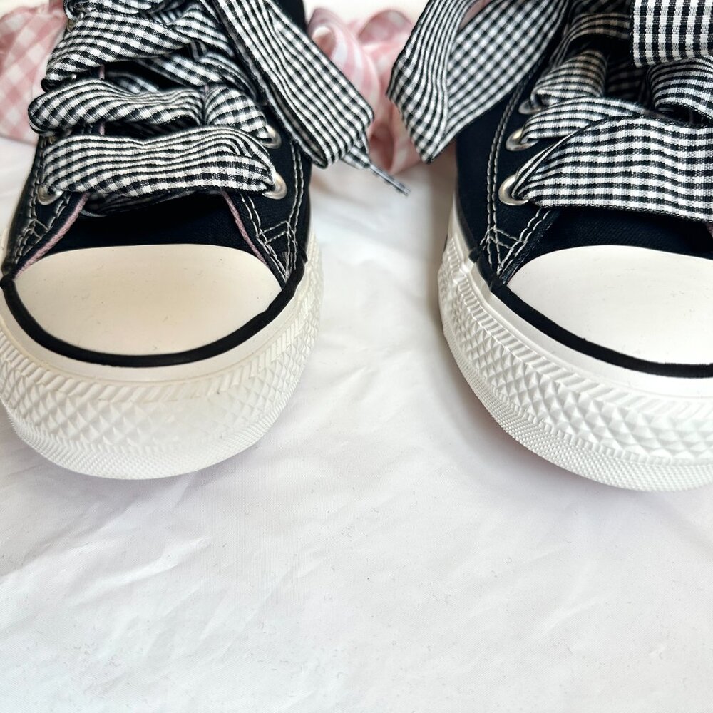 NEW Converse Women Shoes 8.5 Casual Black with Barbie PINK High Top Sneakers - Picture 5 of 9